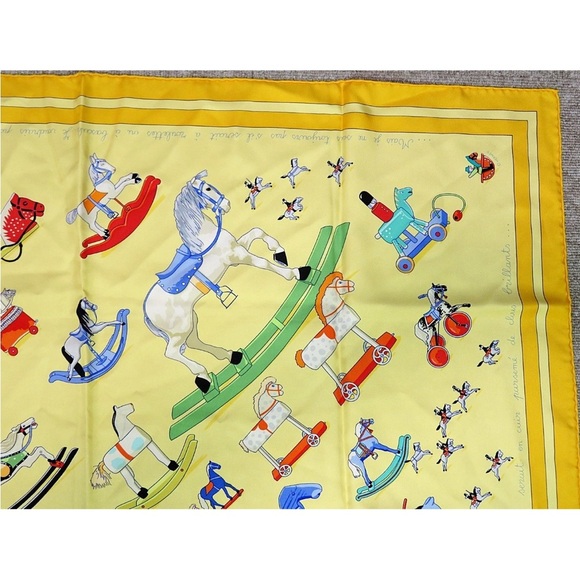 Hermes Yellow Rocking Horse Toy Scarf - Picture 4 of 11